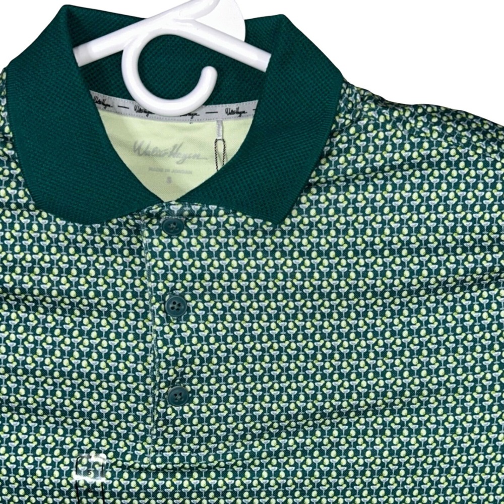 Walter Hagen Clubhouse Men's Small Polo Shirt Martini Cocktail Print‎ Green Golf